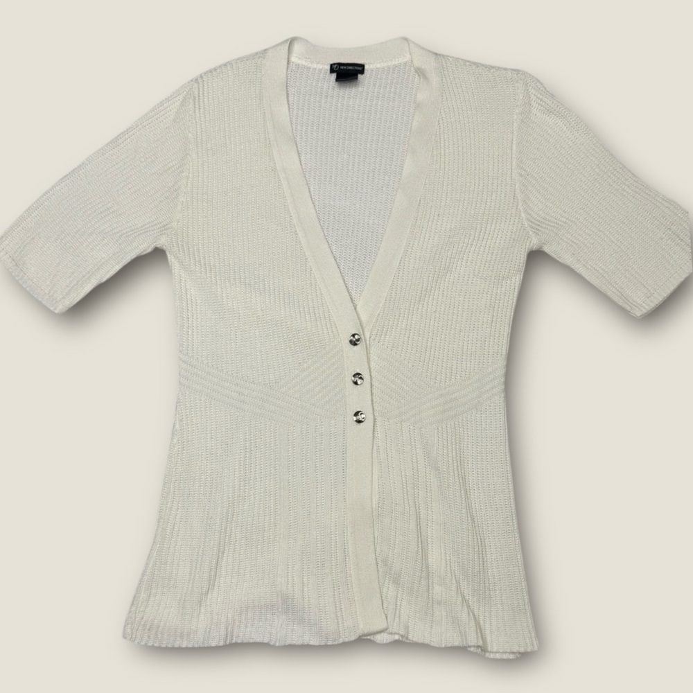 New‎ Directions White Cardigan Sweater Size Medium